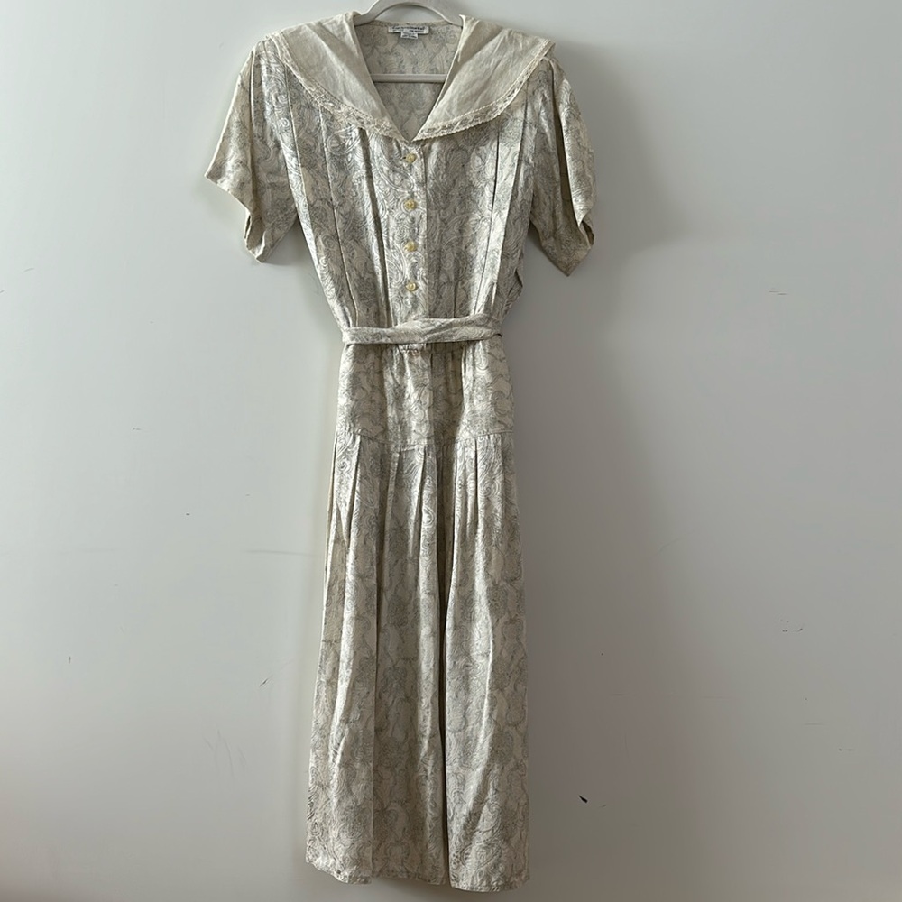 Vintage 1980s Silk Collared Dress